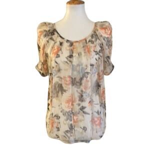 Joie Sheer Silk Floral Blouse S — Adjustable Back Tie, Like New, price firm